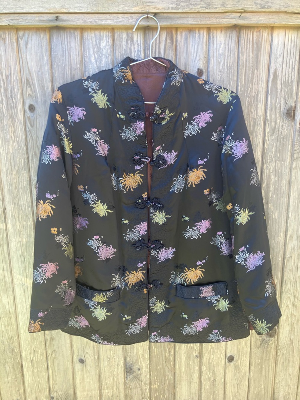 Reversible satin Asian inspired coat